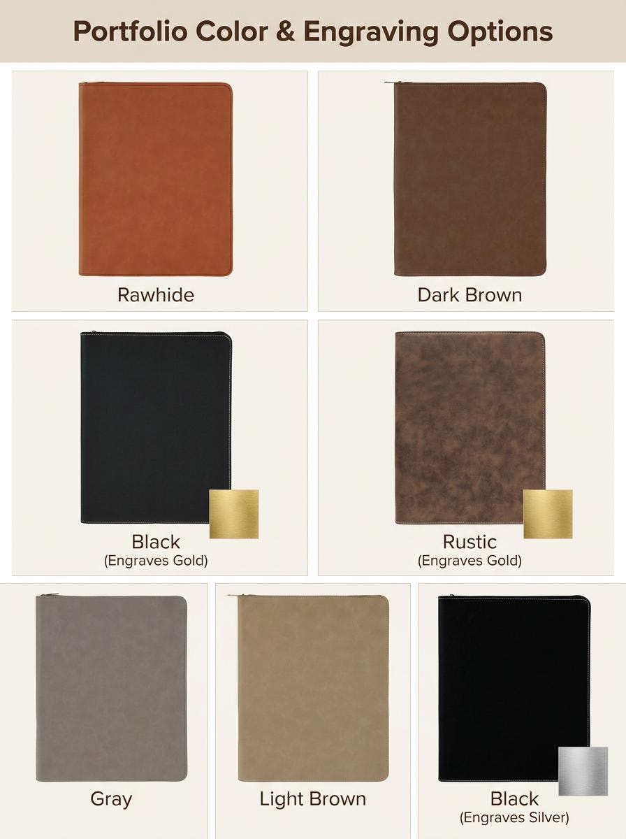 Custom Zippered Padfolio with Company Logo – Bulk Engraved Leatherette Portfolio