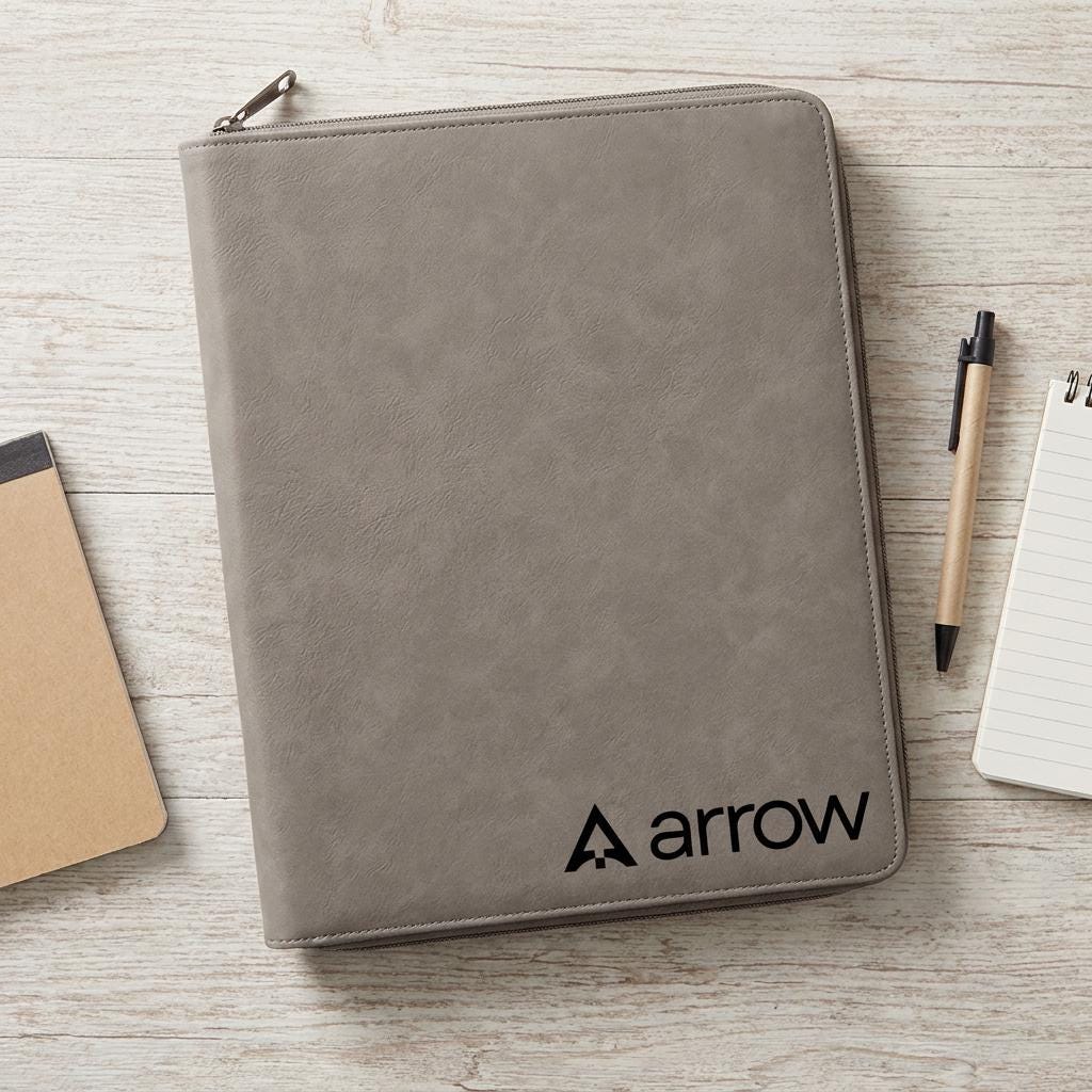 Custom Zippered Padfolio with Company Logo – Bulk Engraved Leatherette Portfolio