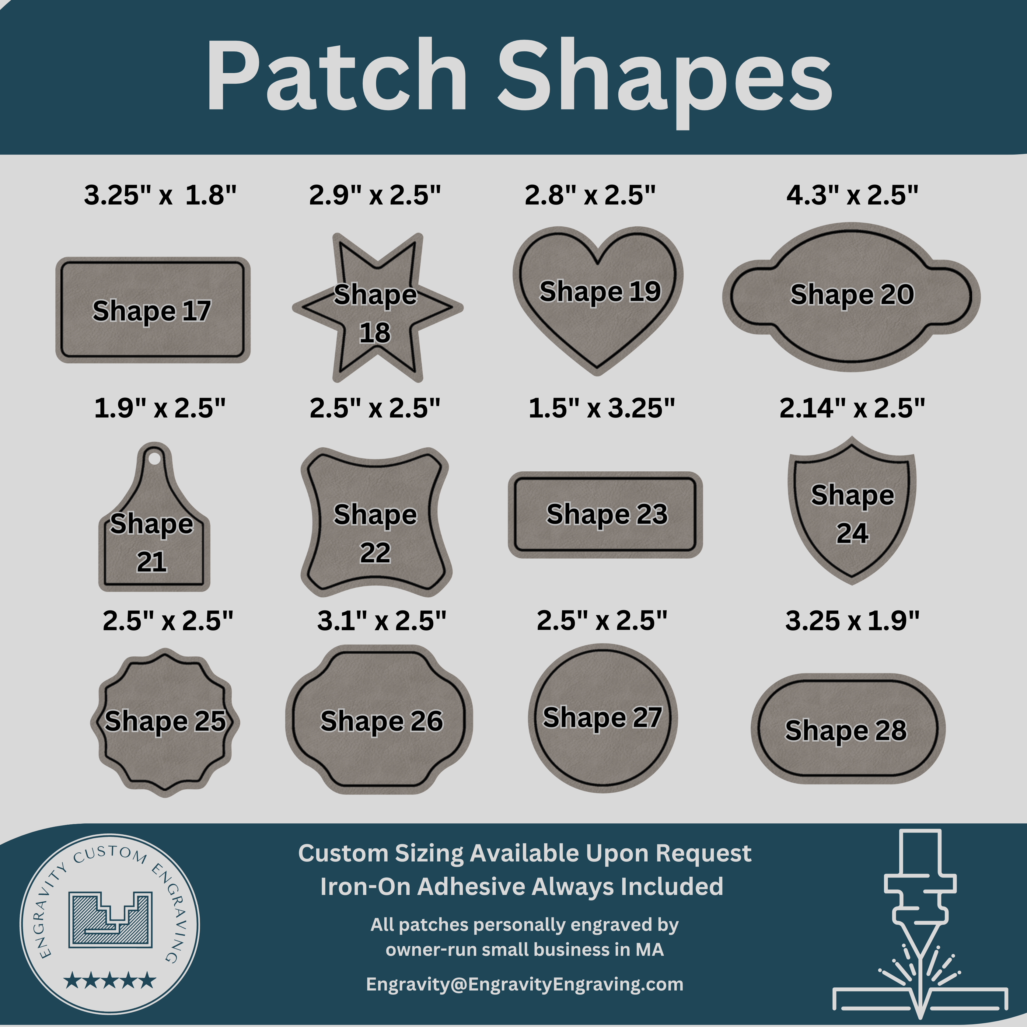 Iron-On Patches - Laser Engraved & Cut - USE CODE FREEPATCH For 1 Free Patch (New Customers Only)