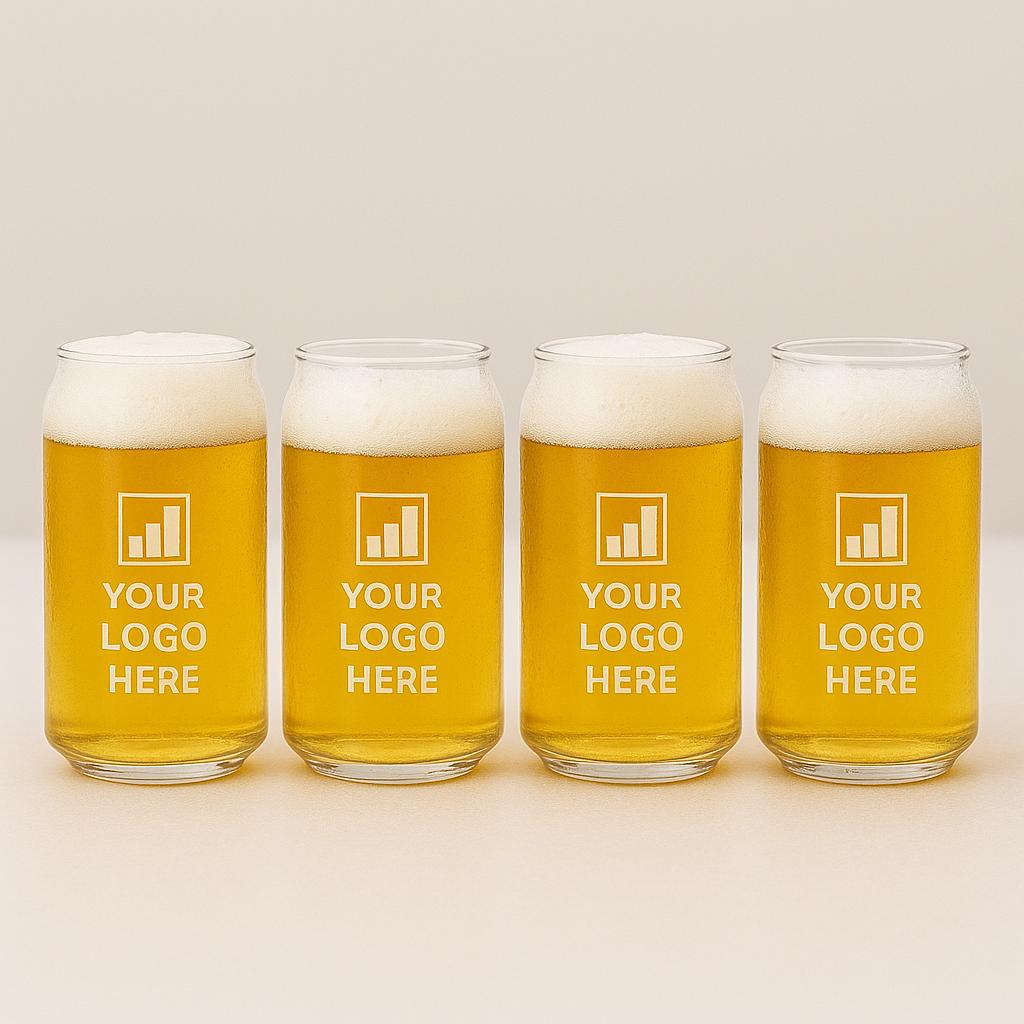 Custom Logo Beer Can Glasses 16 oz – Engraved Corporate & Event Glassware
