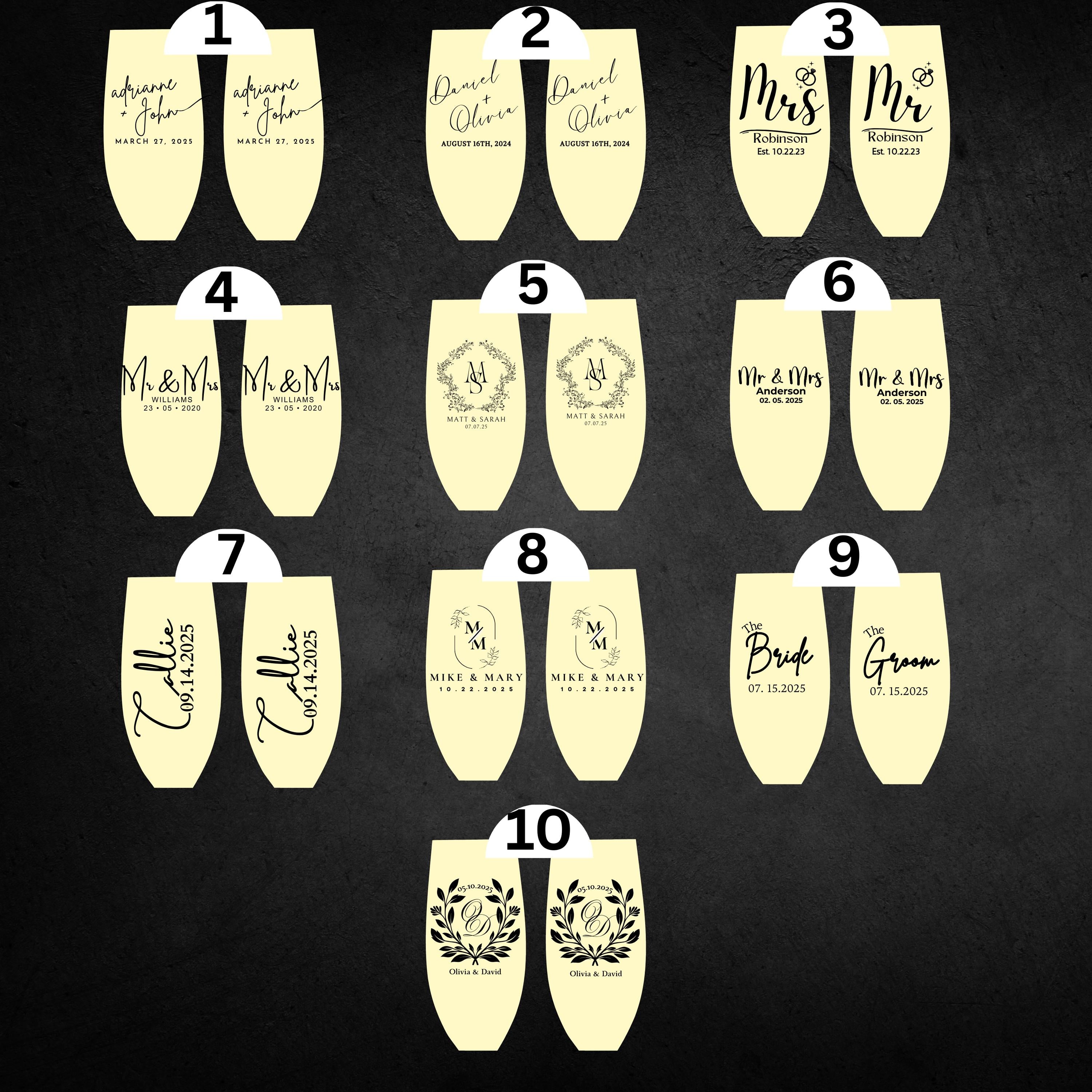 Engraved Champagne Flutes Wedding Gift  Personalized Toasting Glasses for Bride and Groom  Custom Wedding Glassware