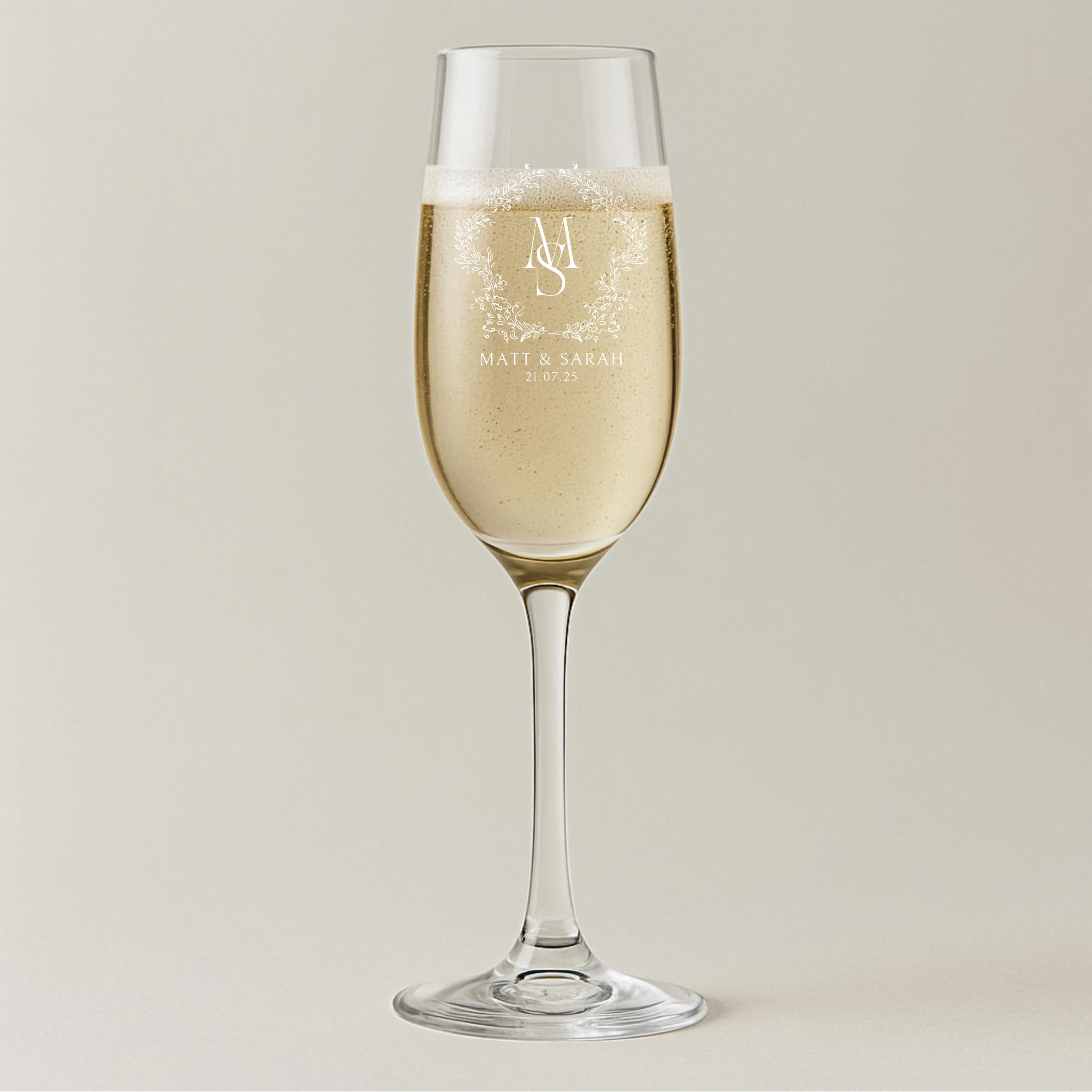 Engraved Champagne Flutes Wedding Gift  Personalized Toasting Glasses for Bride and Groom  Custom Wedding Glassware