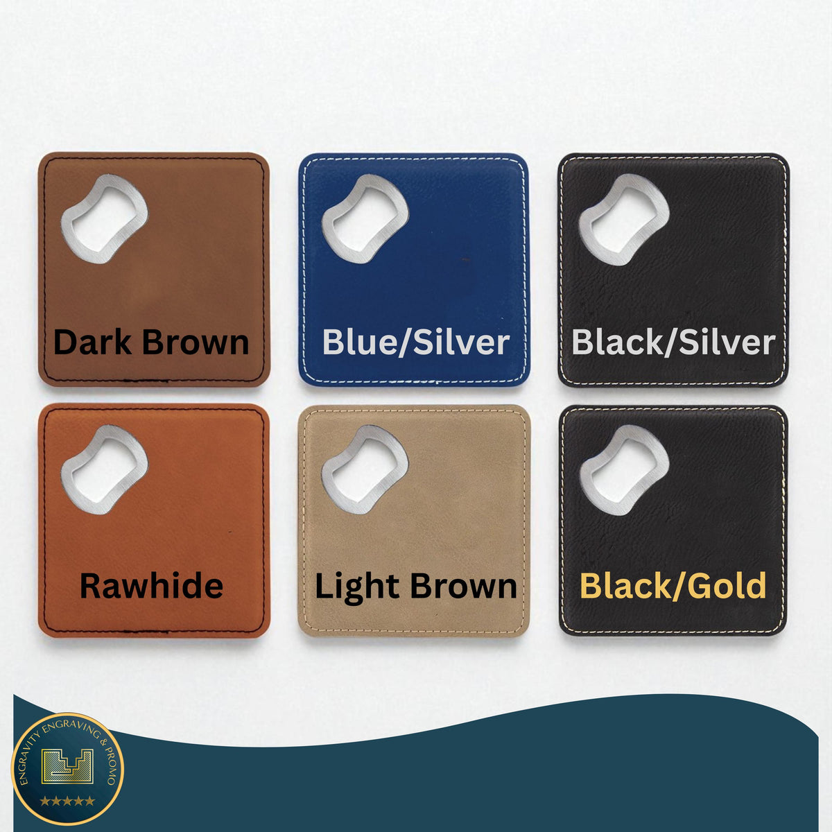 Bulk Custom Leather Coasters with Bottle Opener – Logo Engraved
