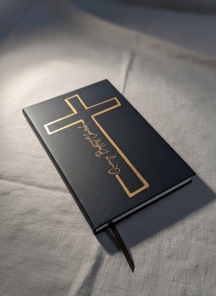 Personalized Prayer Journal  Engraved Cross Cover, Name & Bible Verse