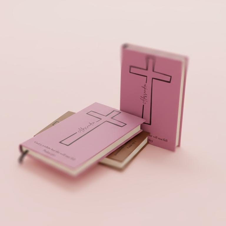 Personalized Prayer Journal  Engraved Cross Cover, Name & Bible Verse