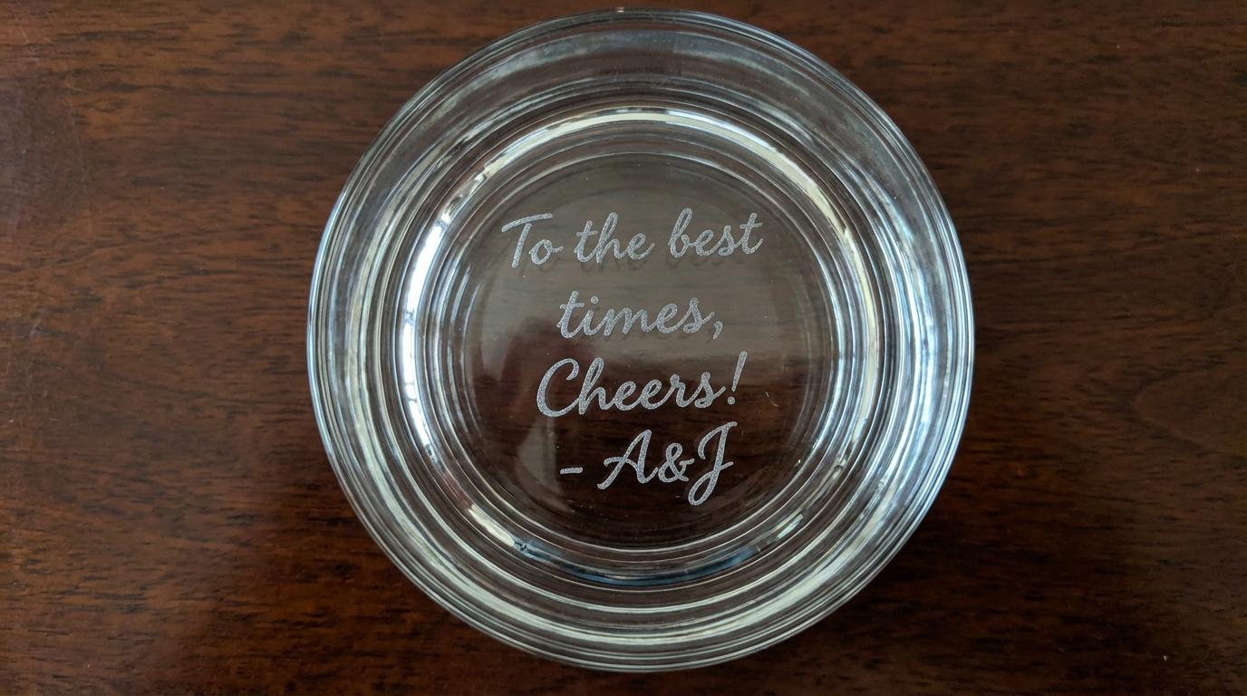 Engraved Handwriting Whiskey Glass - Bottom Engraved