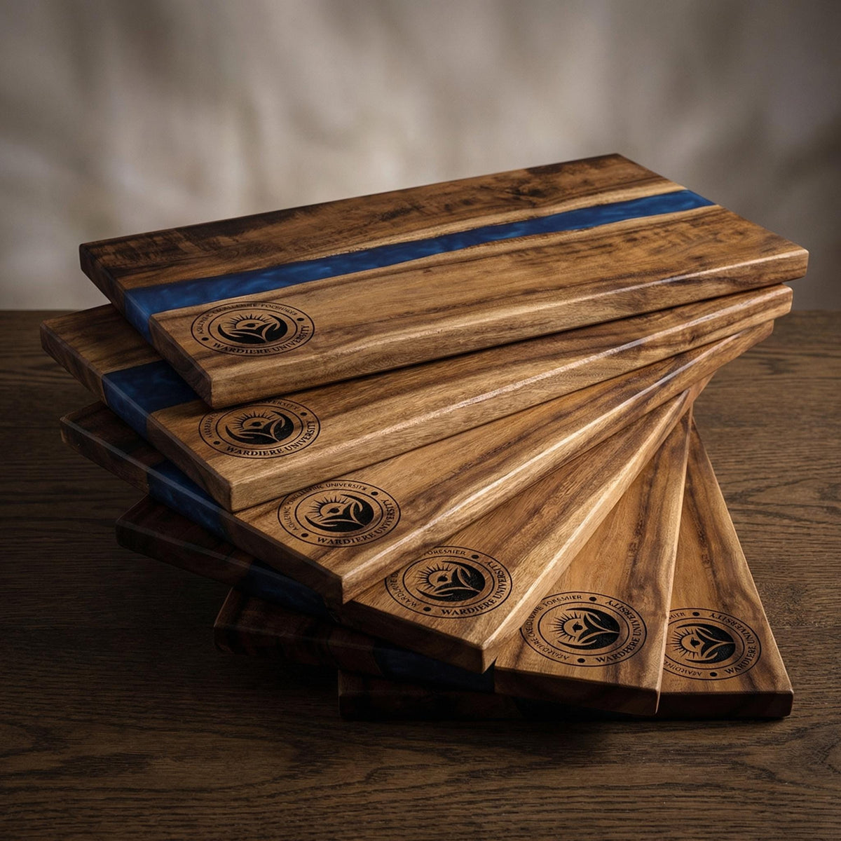 Bulk Custom Logo Resin River Charcuterie Boards – Blue Resin Acacia