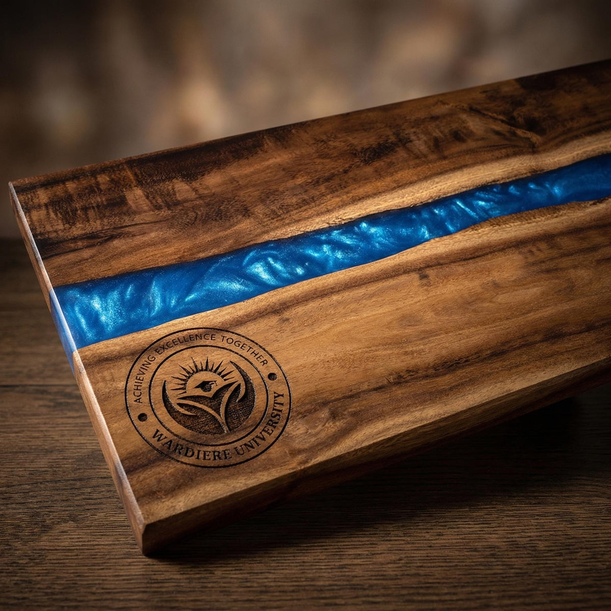 Bulk Custom Logo Resin River Charcuterie Boards – Blue Resin Acacia