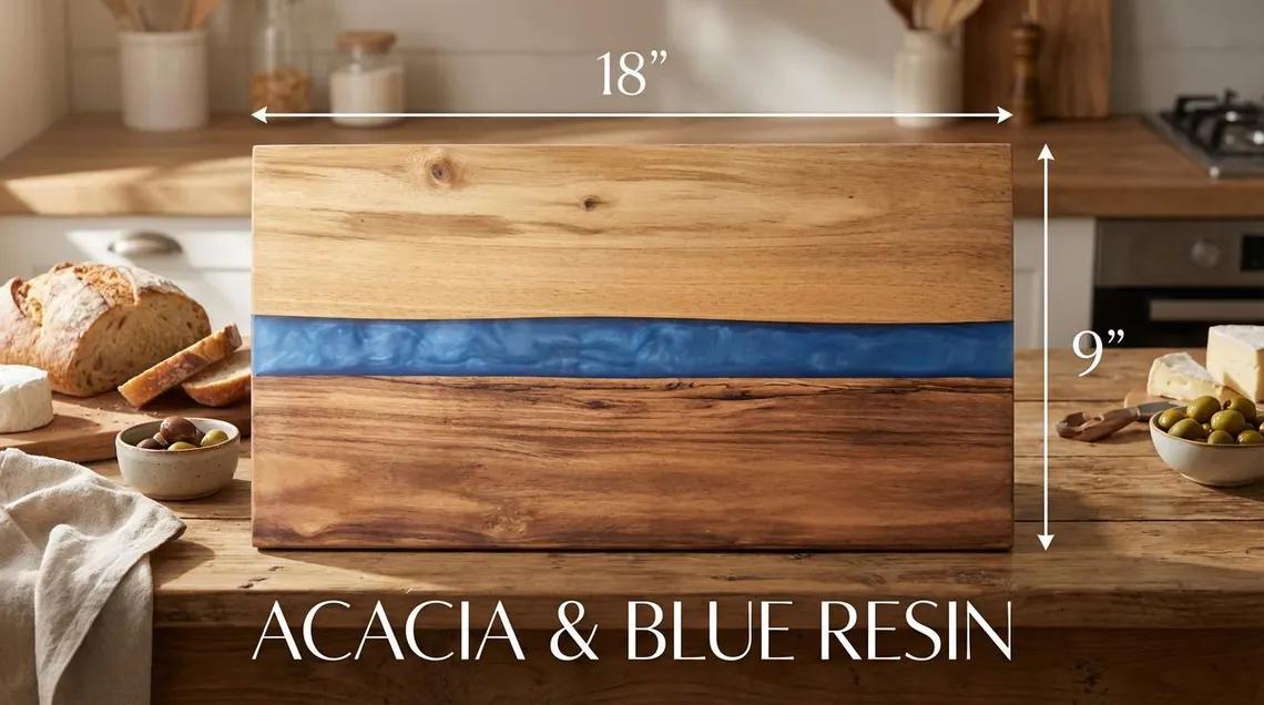 Bulk Custom Logo Resin River Charcuterie Boards – Blue Resin Acacia