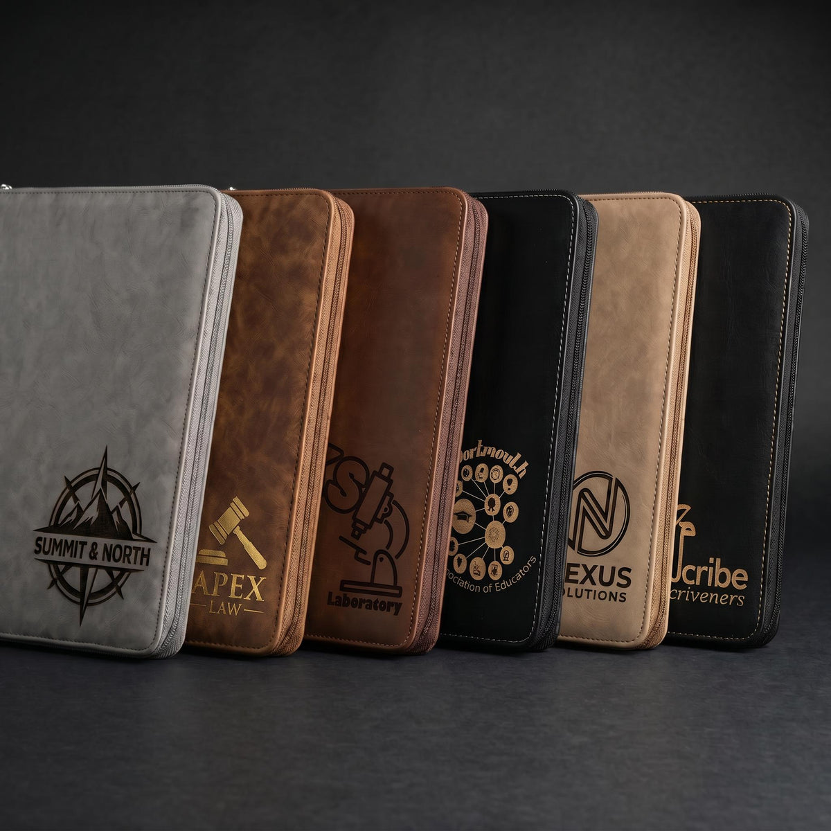 Custom Zippered Padfolio with Company Logo – Bulk Engraved Leatherette Portfolio