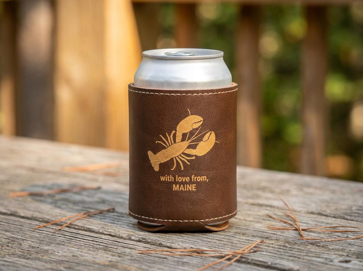 Custom Leatherette Can Cooler with Logo – Bulk Corporate & Event Favors