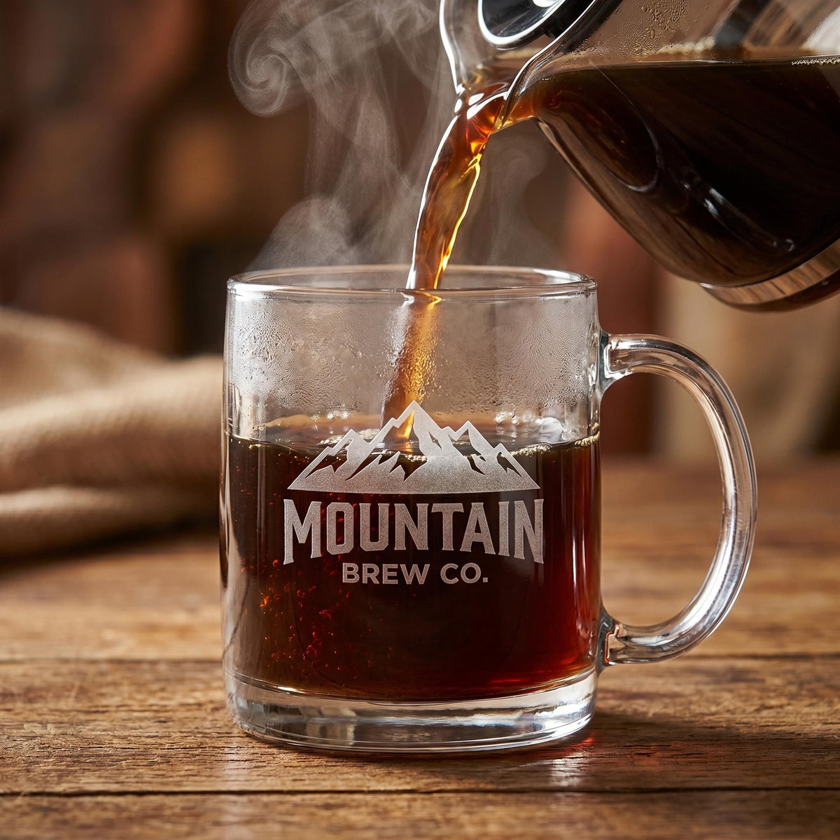 Custom Logo Glass Beverage Mugs 13 oz – Laser Engraved