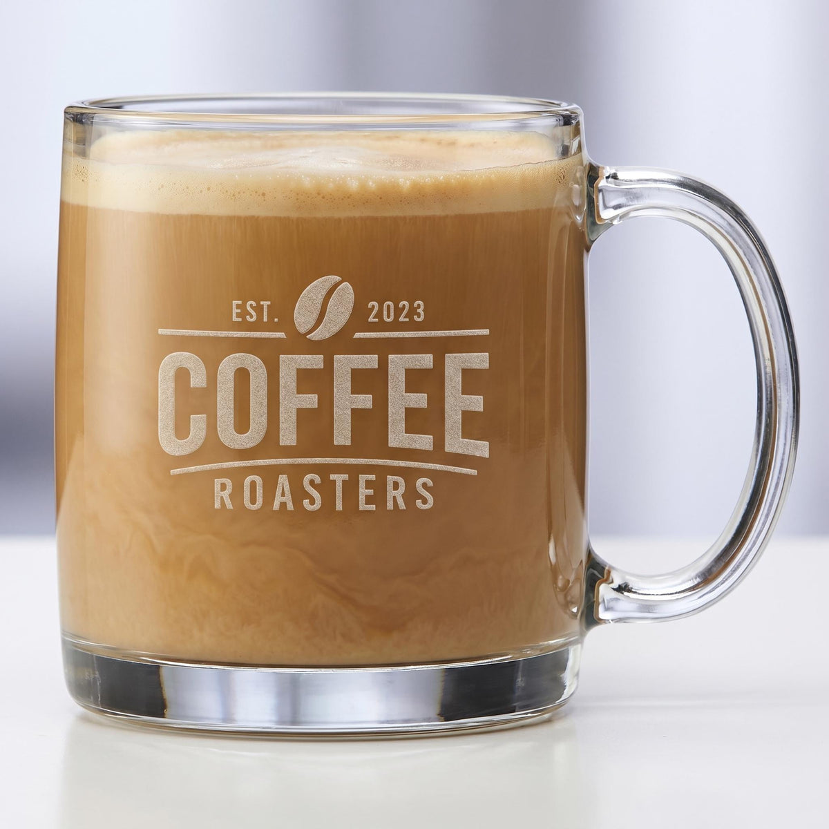 Custom Logo Glass Beverage Mugs 13 oz – Laser Engraved