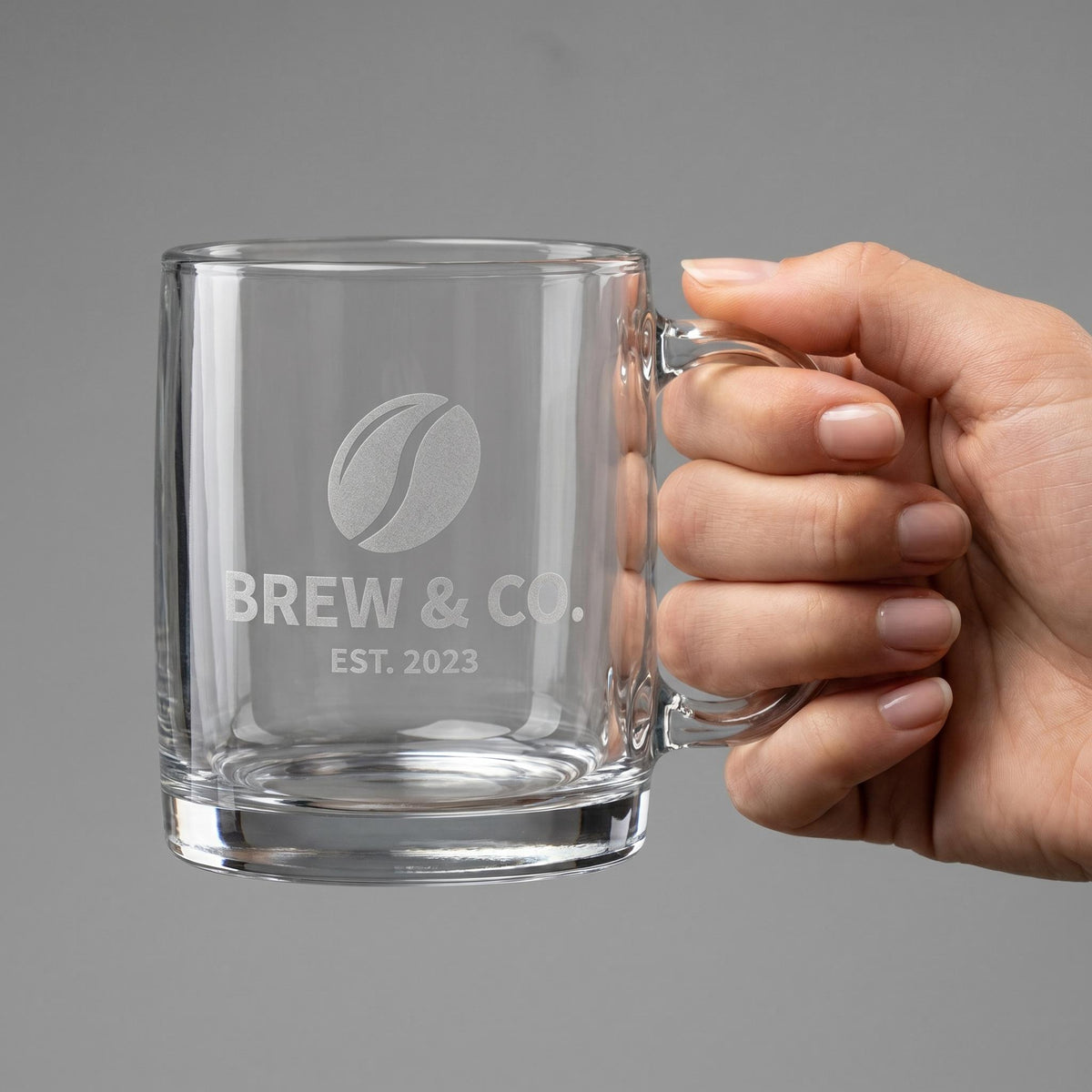 Custom Logo Glass Beverage Mugs 13 oz – Laser Engraved