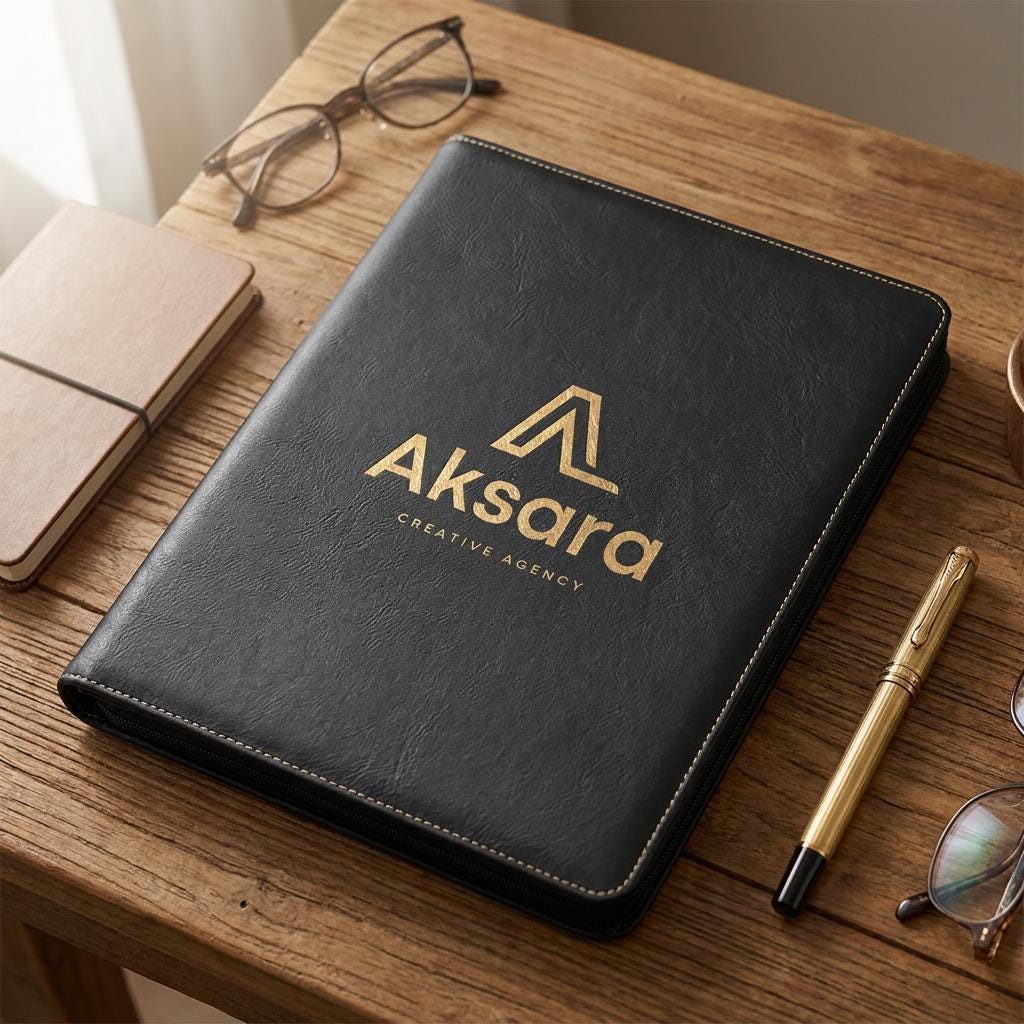 Custom Zippered Padfolio with Company Logo – Bulk Engraved Leatherette Portfolio