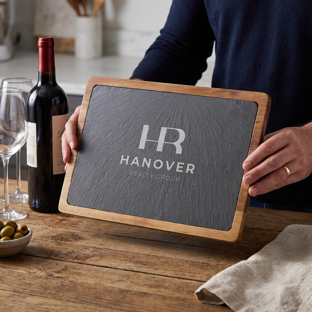 Bulk Logo Engraved Slate Cheese Boards for Corporate Clients