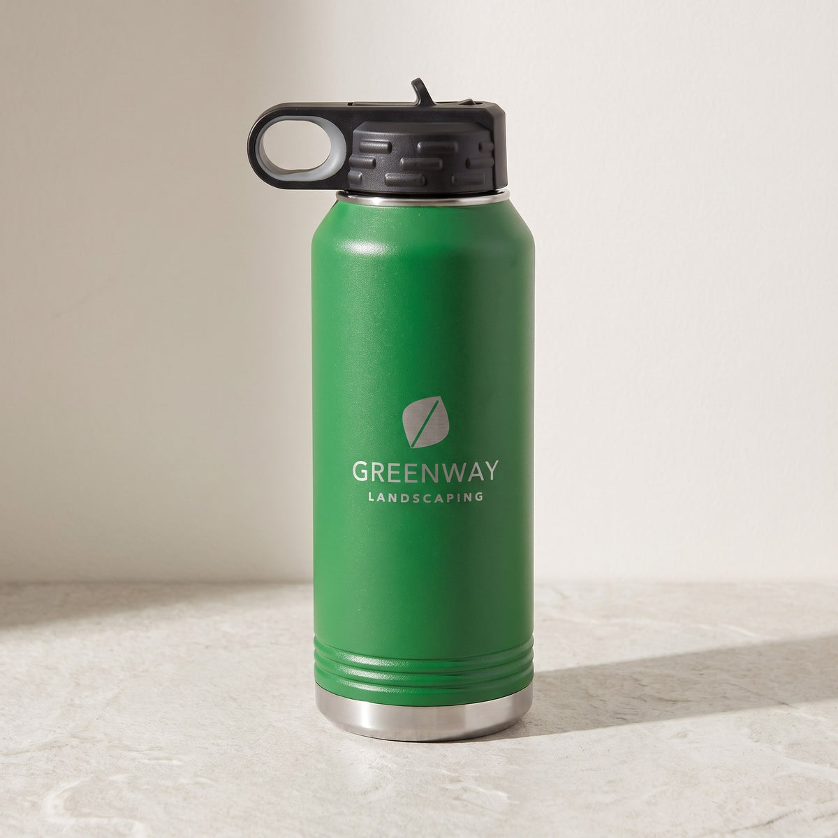 Custom Logo Polar Camel 32 oz Water Bottle – Green with sample engraved logo