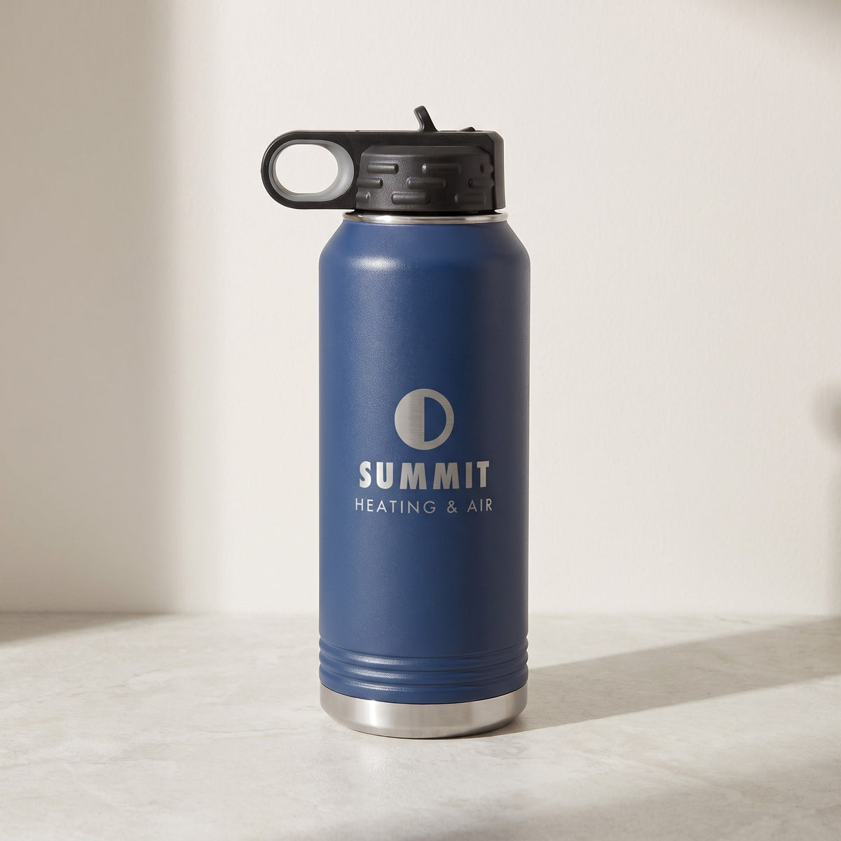 Custom Logo Polar Camel 32 oz Water Bottle – Navy Blue with sample engraved logo