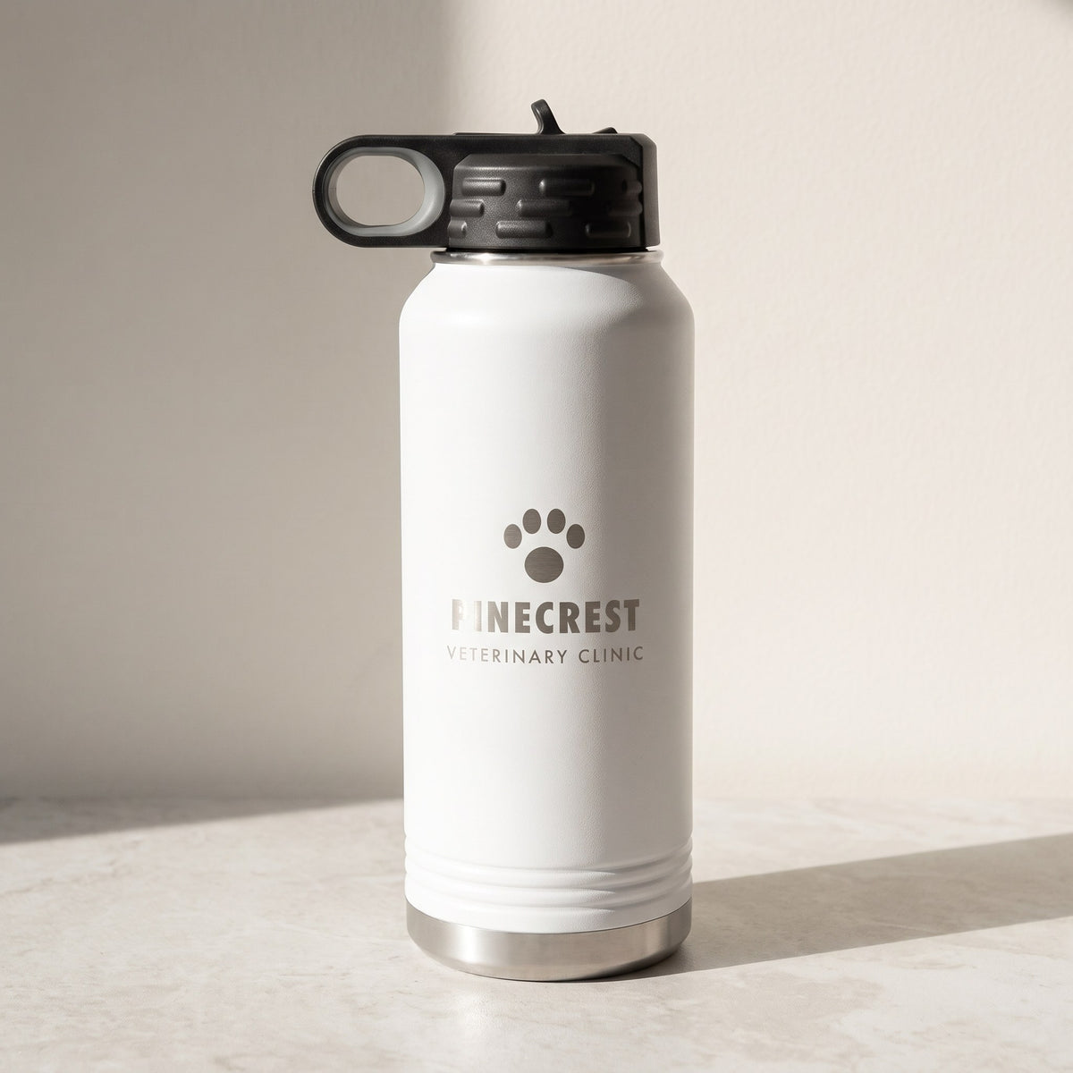 Custom Logo Polar Camel 32 oz Water Bottle – White with sample engraved logo